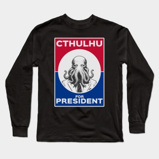 Cthulhu For President USA 2024 Election Red Blue #2 Long Sleeve T-Shirt